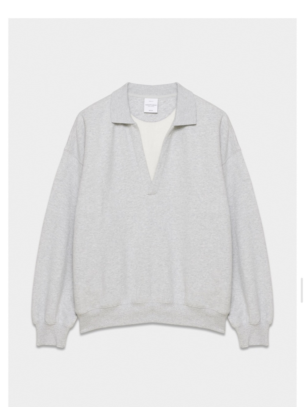 Aritzia Heather Light Gray Crewneck with Cream Placket